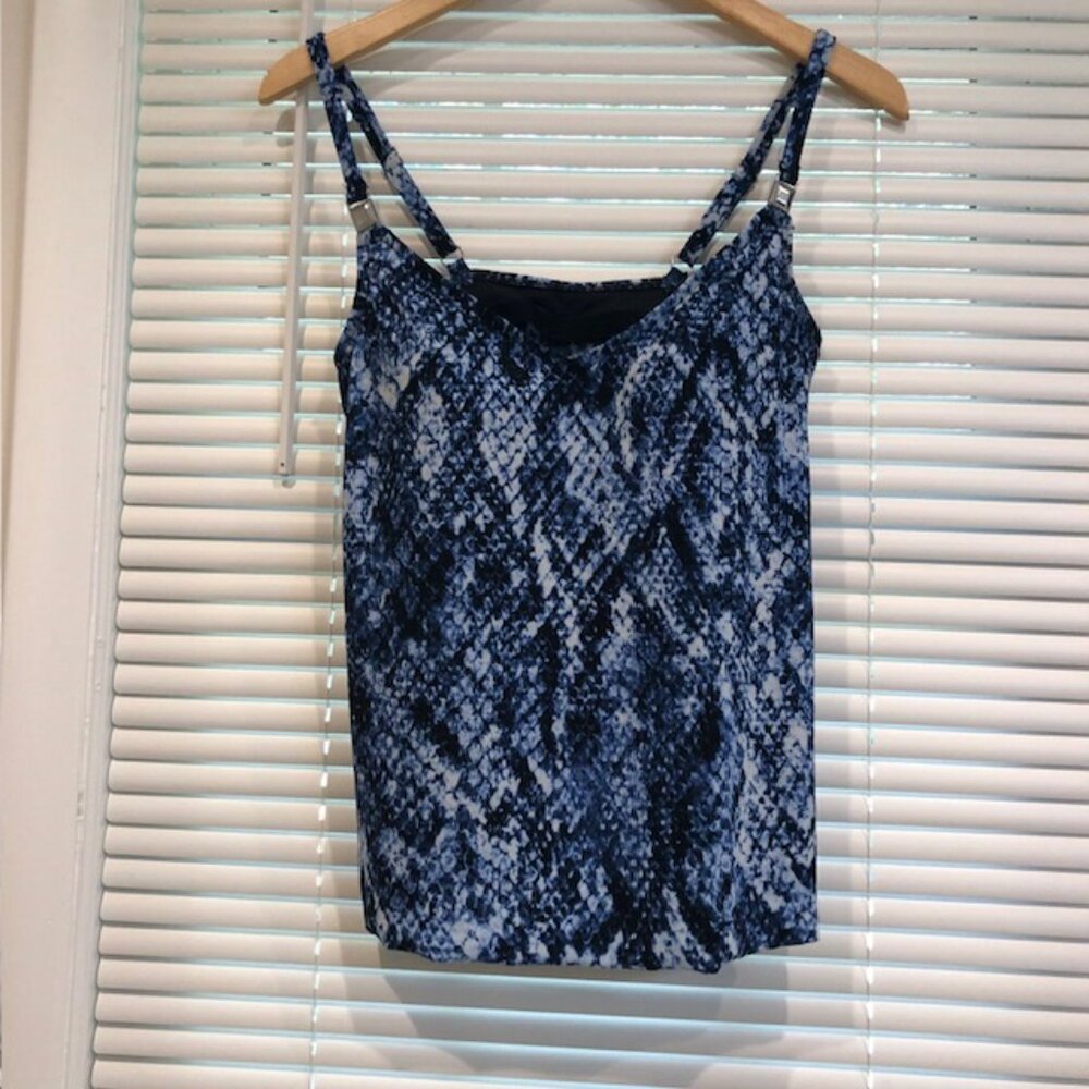 Women’s Black and Blue Tankini Swim Top Size M Pre-Owned. - Picture 3 of 14